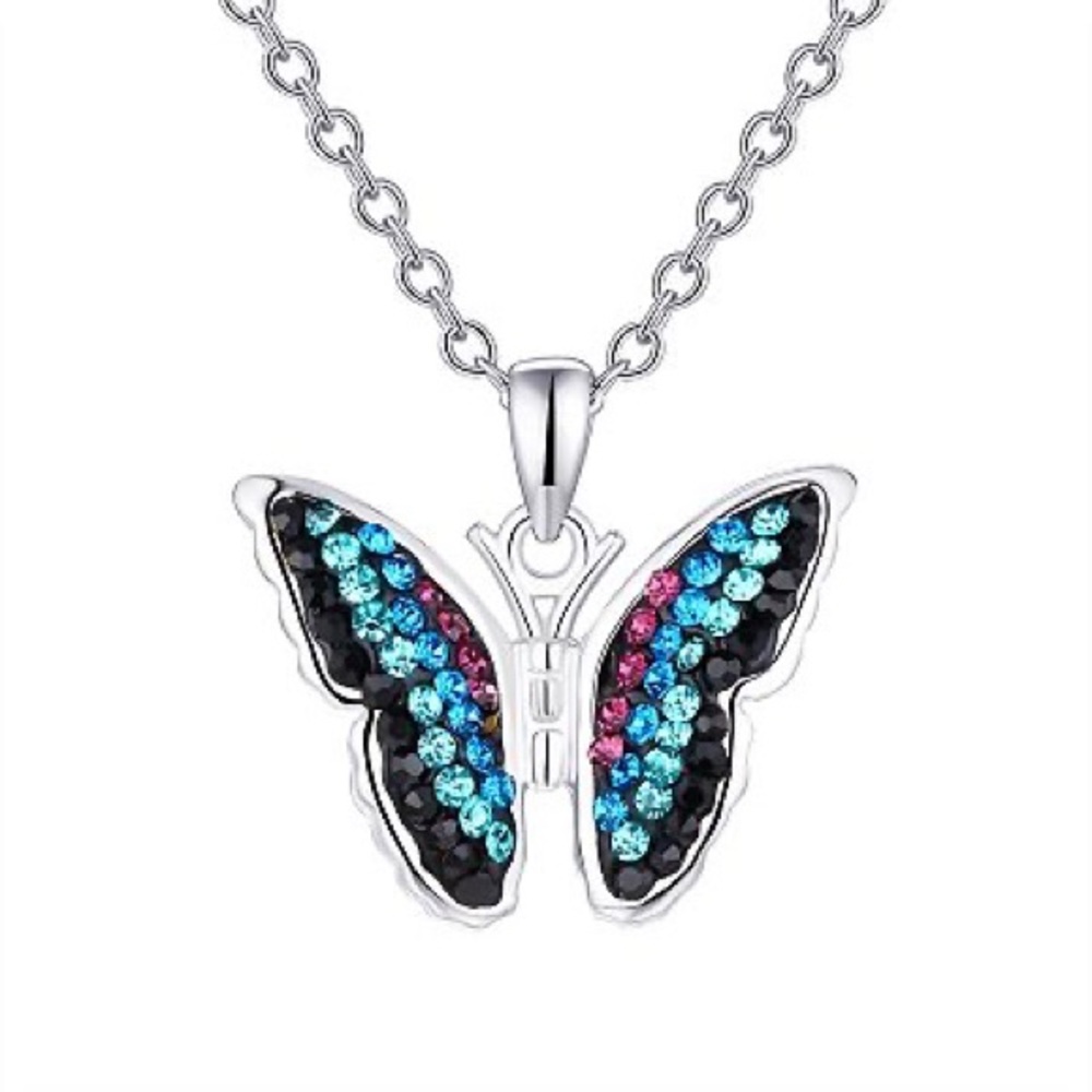 Crystal Butterfly Pendant Necklace